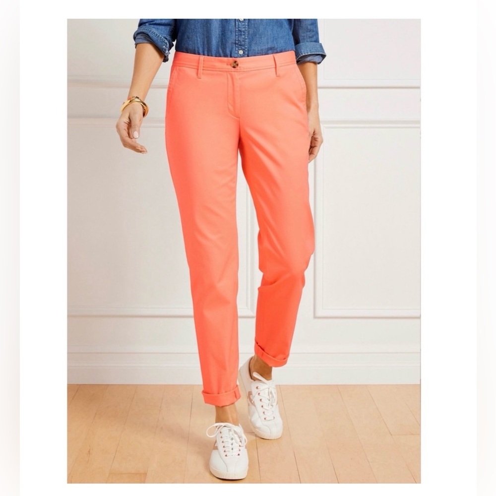 Talbots Sz 10 Petite Relaxed Chinos Coral Cotton Women’s Pants 10P